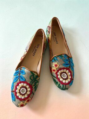 JON JOSEF Embroidered Smoking Loafers Flats Size 5